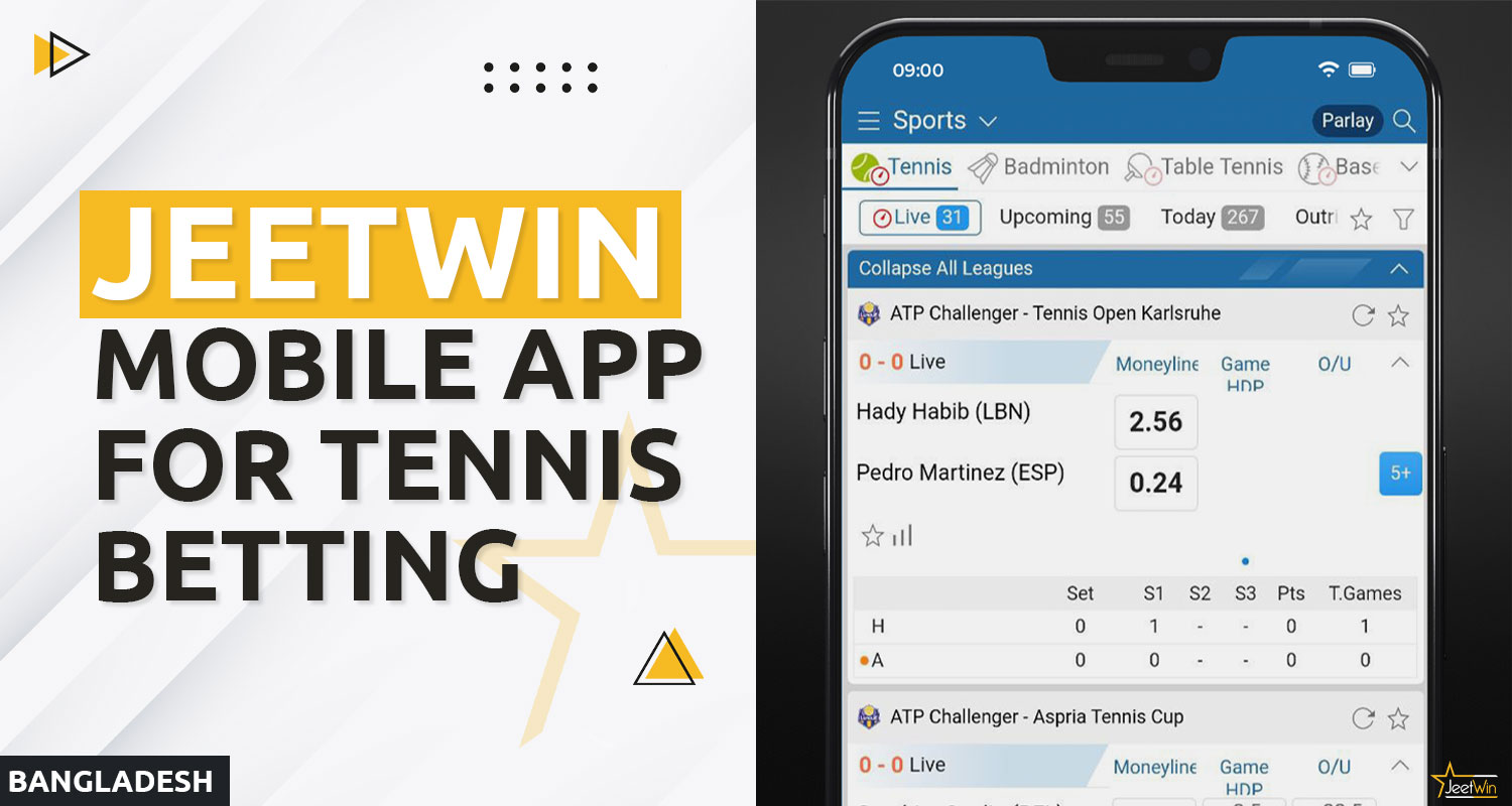 Tennis betting is available in the Jeetwin Bangladesh mobile application